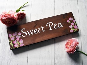 Exterior House Name Sign Personalised Wooden Sweet Peas Cottage