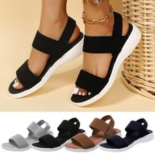 Ladies Sandals Summer Shoes Comfy Peep Toes Womens Elastic Strappy Bling Size UK