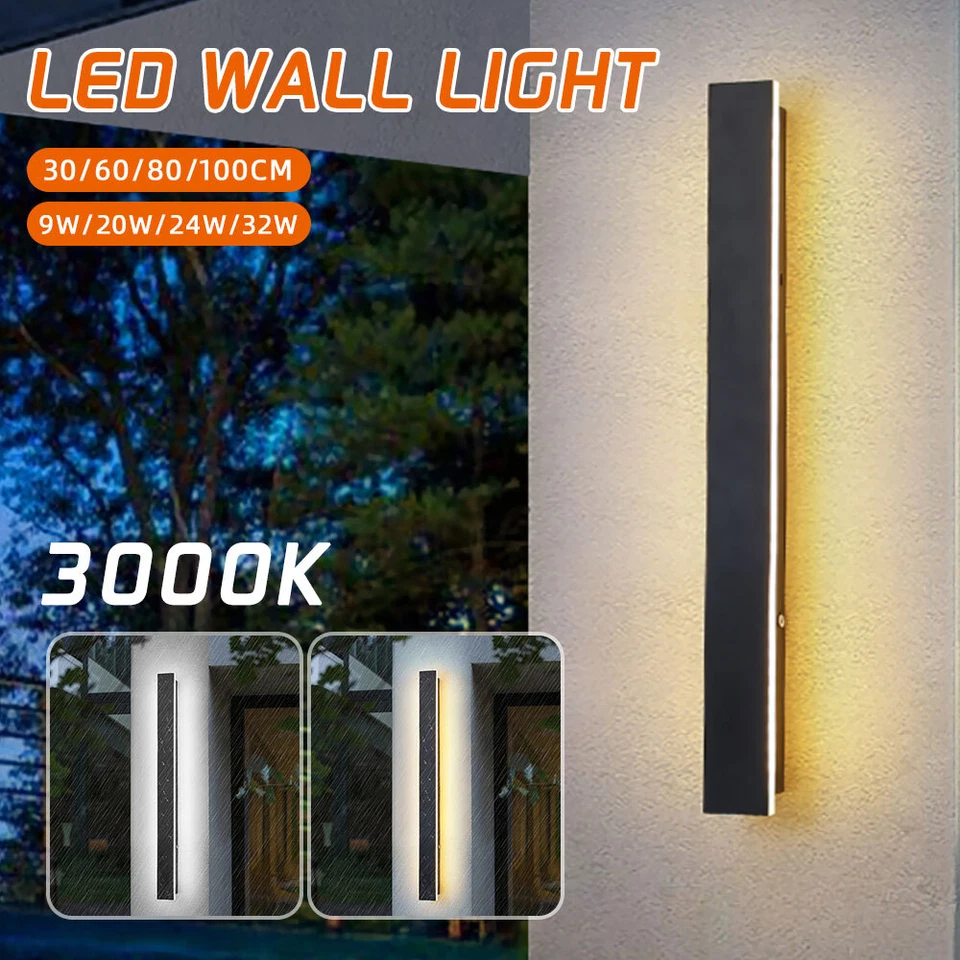 LED Wall Light Sconce Waterproof Indoor Outdoor Lamp Exterior Long Strip Modern - Image 3 of 4