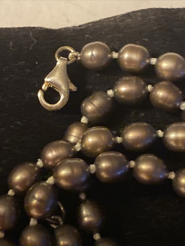 Juego de collar y pulsera de perlas grises anudados de colección cultivados 5-6 mm como nuevos - Imagen 11 de 18