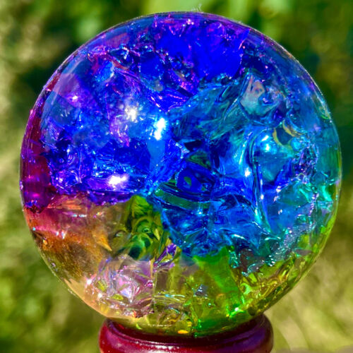 Sfera di quarzo arcobaleno titanio naturale 157G sfera di cristallo guarigione - Foto 9 di 15