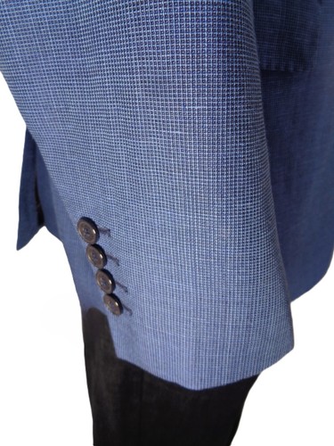 Authentic Gianni Versace Blue Pin Check Nailhead Tweed Sport Coat US 42 R New - Picture 10 of 16