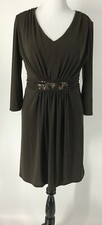 Women's Dresses Size 10 Belted Fit & Flare Long Sleeve Brown JM Studio