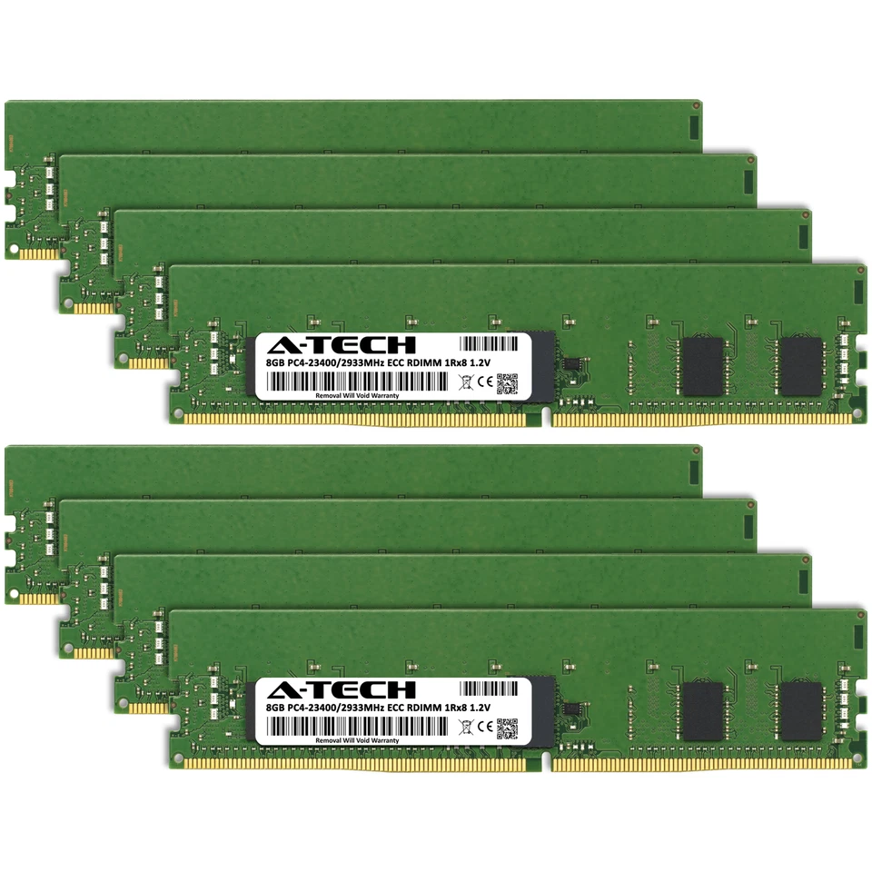 A-Tech 64GB 8x 8GB 1Rx8 PC4-23400R RDIMM DDR4 2933 MHz ECC REG Server Memory RAM - Image 2 of 4