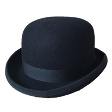 Mens Wool Black Hard Bowler Derby Hat Satin Lined Fedora Party Costume Hat