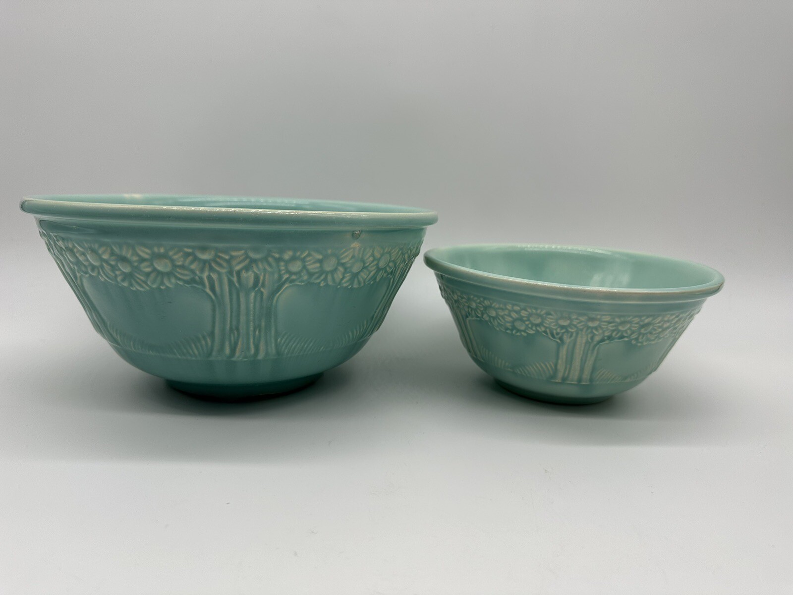 HTF Lot of 2 VTG Laughlin Apple Tree Mixing Bowl Orange Tree Colgate ...