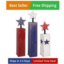 4Th of July Decorations Set, Red White Blue Decor, Wooden Patriotic Memorial Day