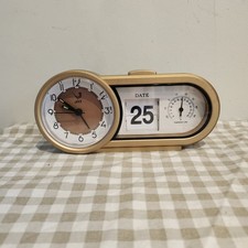 vintage Jaz alarm clock gold designed analogue time display Plus date-flipping