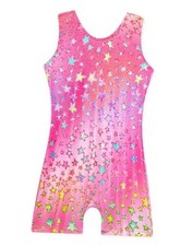 Gymnastics Leotards for Girls Shiny Tumbling Bodysuits Gym 5-6 Years Pink Star