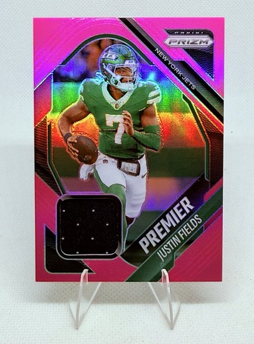 2025 Panini Prizm Justin Fields Pink Prizm Premier Patch #PJY-JFS New York Jets - Bild 1 von 2