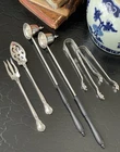 Six Rare Gorham Chantilly Sterling Silver Olive Pickle Tongs 760 Candle Snuffers