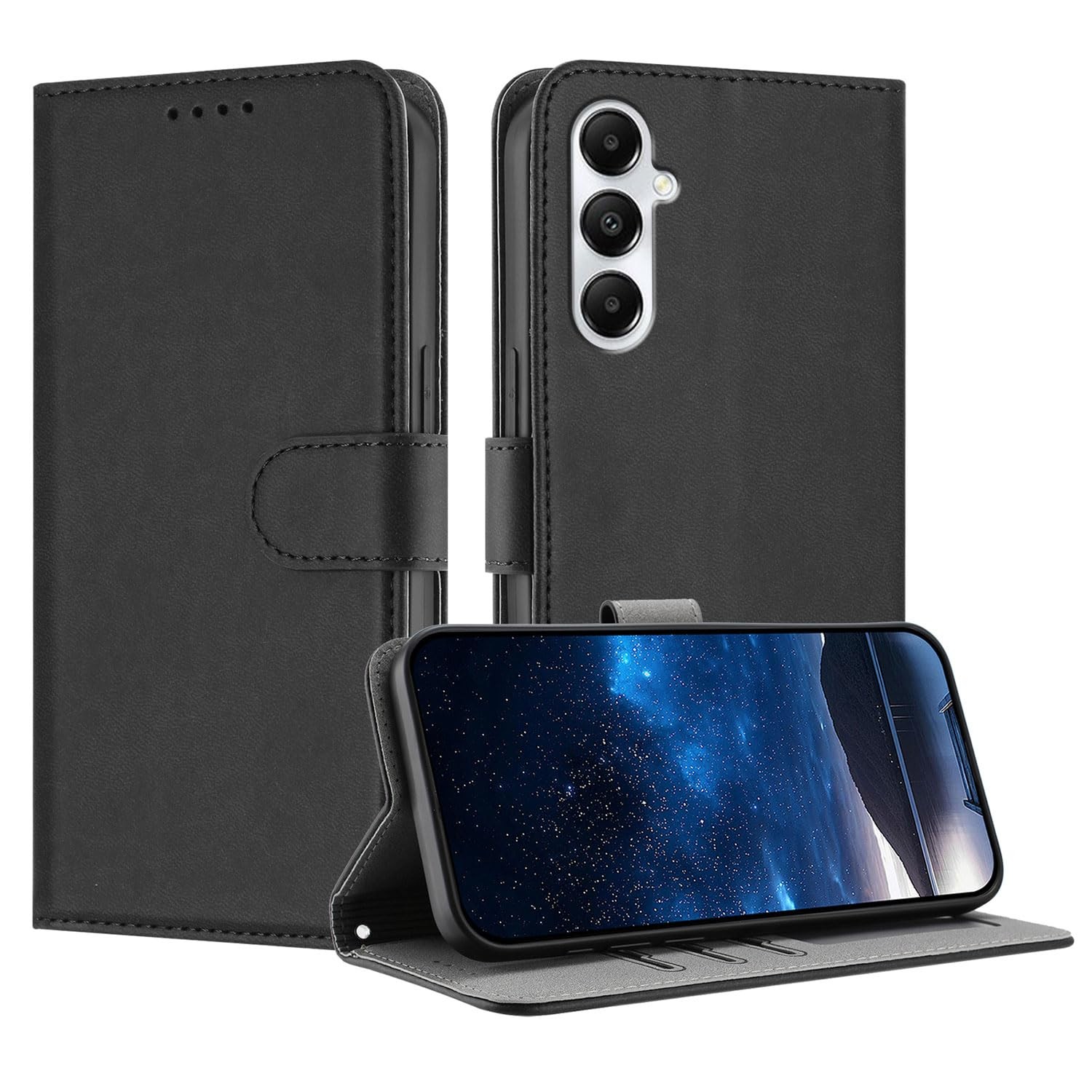 Coque Samsung A05s antichoc protégeant l'écran avec étui portefeuille