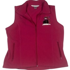 TRI MOUNTAIN Womens Fleece Vest Snowman Embroidery Pink Full Zip Size L