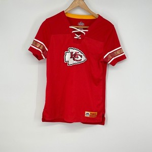 Majestic NFL Kansas City Chiefs Red Gold Lace Up Football Jersey S Sports