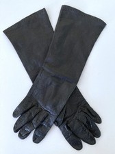 Vintage Kay Gloves Long Black Leather Opera Gloves Silk Lined Size 6  Germany