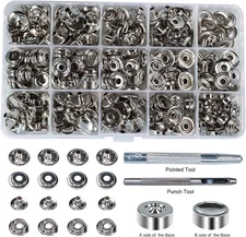 70 Sets 15mm Heavy Duty Snap Fasteners Kit Metal Snaps for Leather Sewing Repair