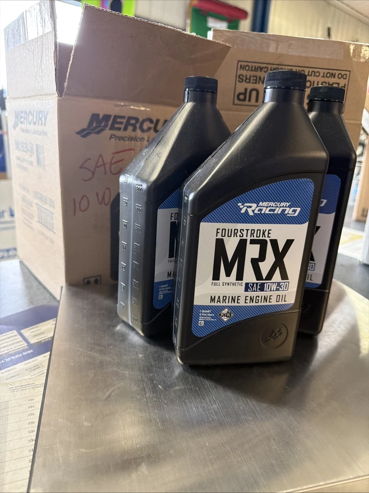 Aceite de motor marino completamente sintético Mercury MRX SAE 10W-30 - 6 cuartos # 8M0169264 Foto 3 de 3