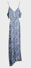 Express Blue Floral Sleeveless Side Slit Maxi Dress Adj Straps Lined Large