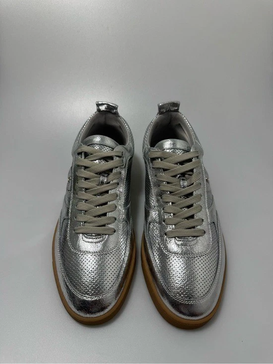 Christian Louboutin Women's Leather Upper Silver Casual Shoes for