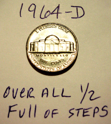 1964-D Jefferson Nickel..overall has 1/2 of the steps..GEM BU    ''COIN B'