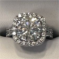 Thacker Jewelry 14K White Gold Halo Engagement Ring 3.75ct. Lab Created Diamond