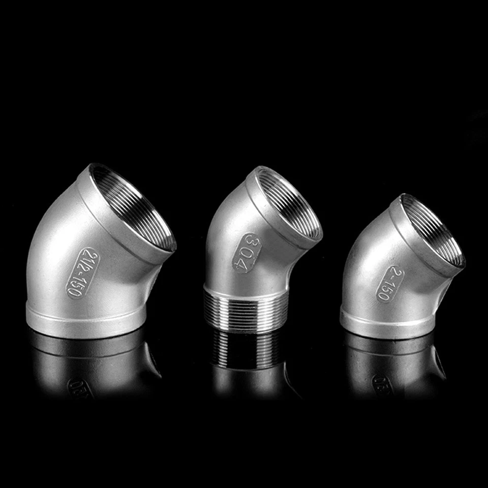 Elbow 45 Degree Male Female Stainless Steel Pipe Fitting BSP 1/8" - 4" Air Water - Image 3 of 4