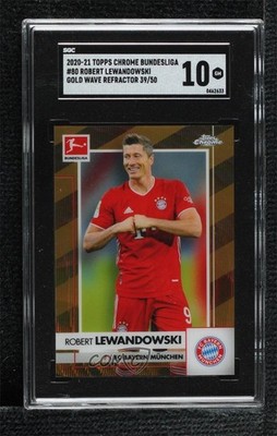 2020 Chrome Bundesliga Gold Wave Refractor 39/50 Robert Lewandowski SGC 10 0sm7