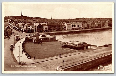 Vintage Valentine's Postcard The Parade Bangor Co. Down Ireland Clock Tower C448