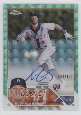 2023 Topps Chrome Rookie Aqua Wave Refractor 84/199 Kody Clemens Auto RC 03hd