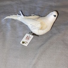 Raz Imports Christmas Ornament White Glittered Bird With Clip On