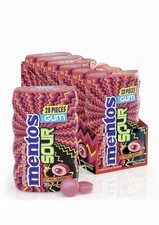 6 Pack of Mentos Sour Chewing Gum Sugar Free Strawberry 28 Piece Bottle