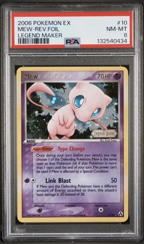 Pokémon Mew TCG Holo Rare Card 2006 EX Legend Maker 10/92 Stamped Graded PSA 8