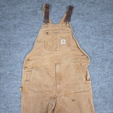 VTG Carhartt Men's Tan Duck Canvas Bib Overalls Workwear Double Knees 42x32