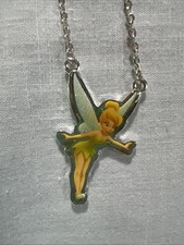 Disney Vintage Glittery Tinker Bell Necklace 10  Long With Charm