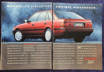 Toyota Carina Liftback 1,6, originale Werbung aus 1991,  Doppelseite!