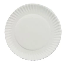AJM Packaging White Paper Plates 6" dia 100/Bag 10 Bags/Carton PP6GREWH