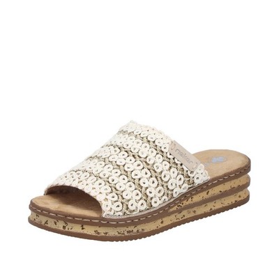 Rieker Keilsandalen - Creme / Gold Synthetik