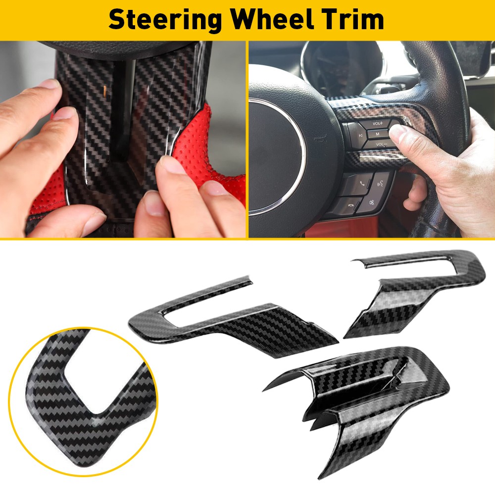 Ford Mustang Carbon Fiber Steering Wheel Cover Trim 15+ Accessories