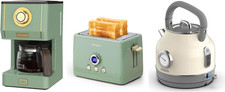 Juego de cafetera, tostadora y hervidor eléctrico retro blanco verde