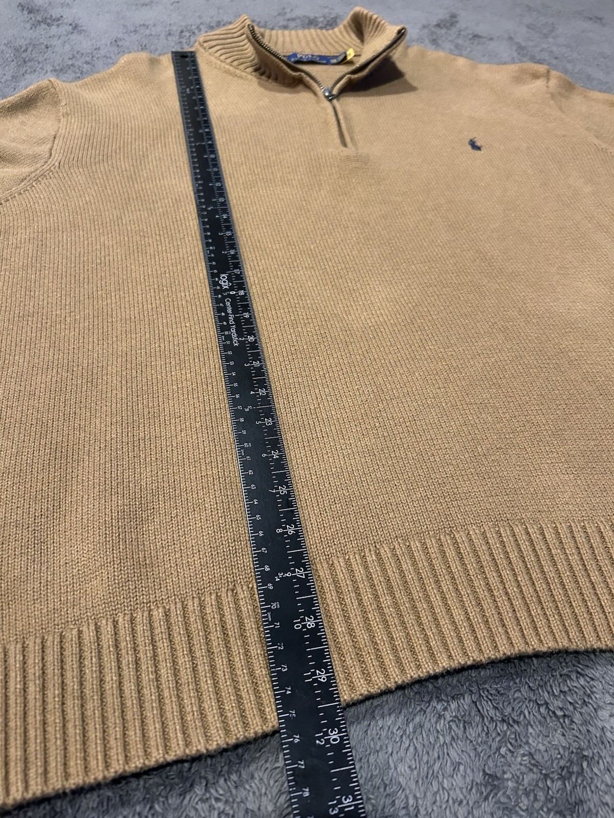 Polo Ralph Lauren Quarter Zip Pullover Sweater Brown Embroider Logo Men’s 5XB thumbnail 8