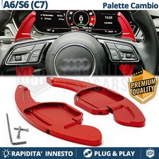 PALETTE Cambio Volante per Audi A6 C7 11-18 Leve Rosse Alluminio Paddle Tuning