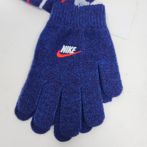 Nike Beanie & Glove Set Blue Unisex Striped 2 Piece 8/20 Logo Streetwear Winter - Picture 5 of 9