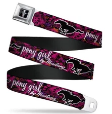 Ford Mustang “PONY GIRL” Seatbelt PINK BELT Buckle Belt Licensed (24”-38”)