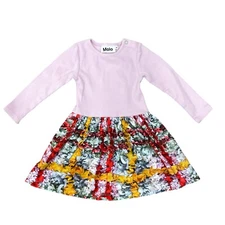 Molo Carel  Baby Size 86 ( 12-18 mo) Ribbed Pink Long Sleeve Floral Dress