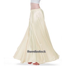 TMS Cremefarbener Satin-Vollkreisrock für Bauchtanz, Tribal, Jupe, Rock,...