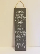 Young's Inc. Decorative Wood Wall Sign "Sisters", 20" x 6"