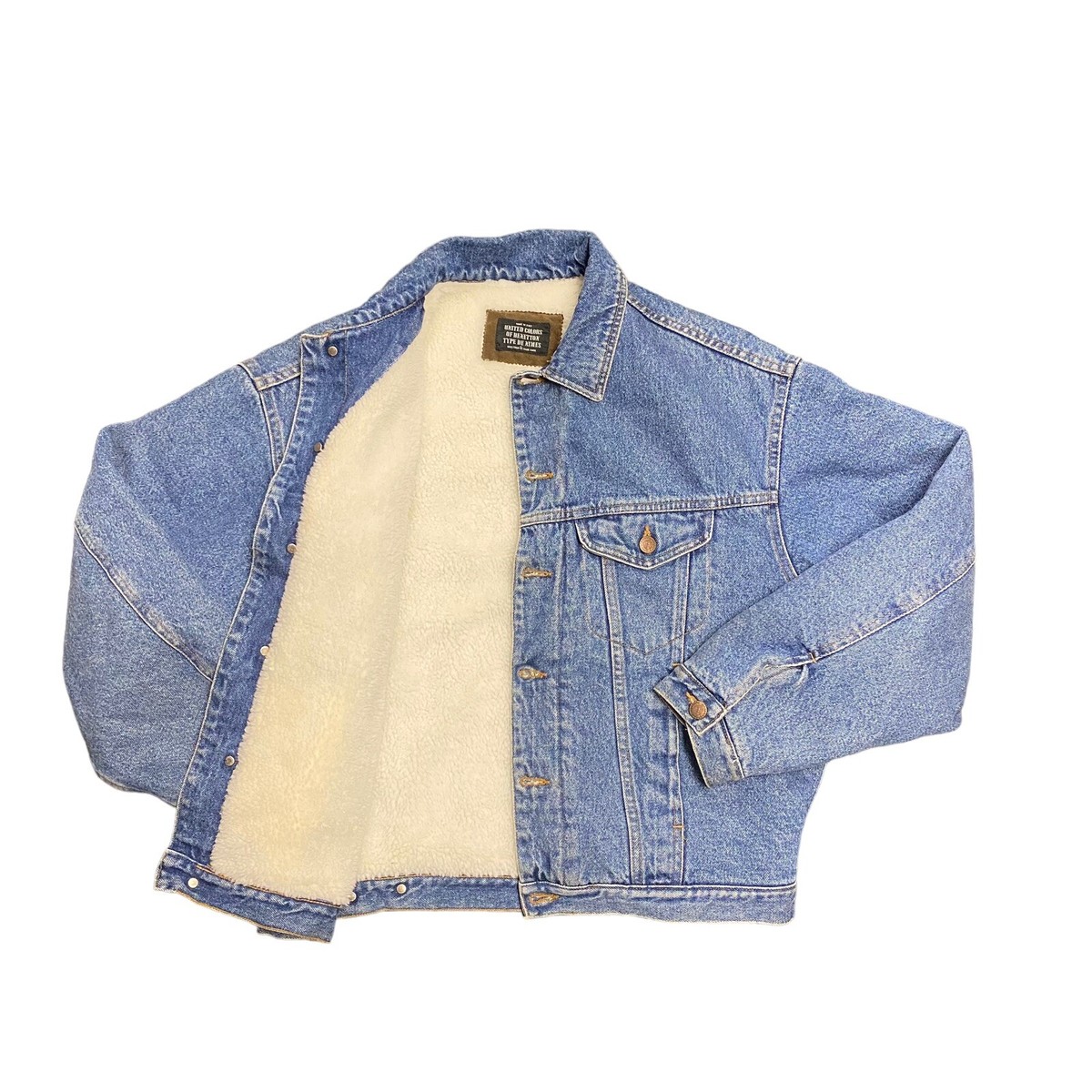 Vintage United Colors Benetton Type Denimes Sherpa Lined Jacket