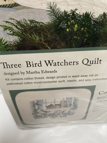 Dimensions Three Bird Watchers Quilt 43x34 Stamped Cross Stitch Kit # 3231 -New - Picture 6 of 11