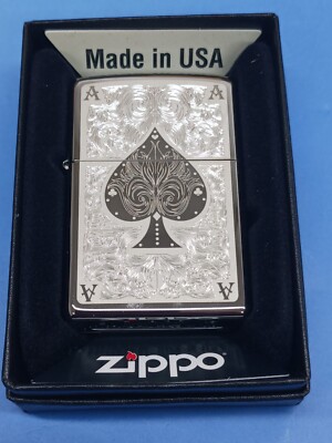 Zippo 28323 Ace of Spades Filigree Black Ice | eBay