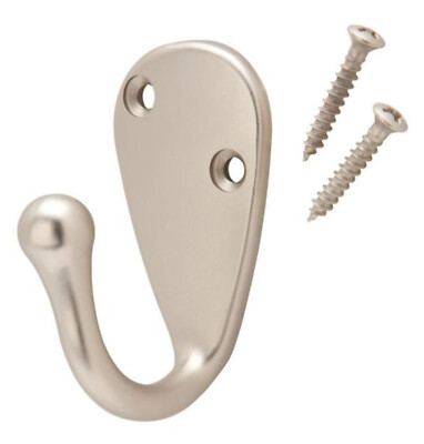 Satin Nickel Single Robe Hook, Count